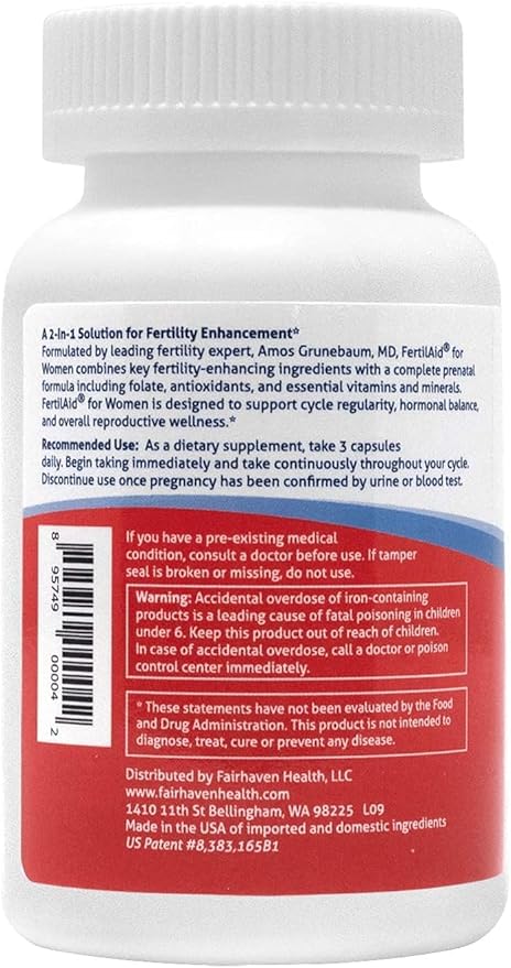 FertilAid for Women, Fertility Supplement for Women & Natural Fertility Vitamin with Vitex, Support Female Cycle Regularity & Ovulation, Comprehensive Prenatal Multivitamin with Folate, 3 Month Supply