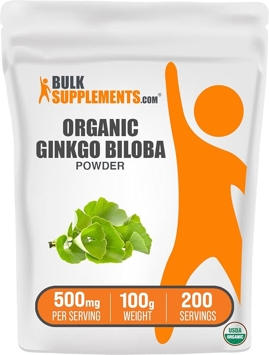 BulkSupplements.com Organic Ginkgo Biloba Powder 500mg per 100g (3.5 (3.5 oz) 1)