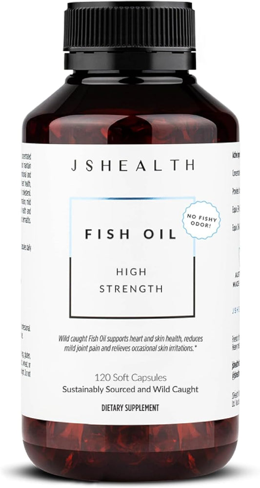 JSHealth High Strength Fish Oil Supplements 3 Fish 3 Supplement, 120 Capsules