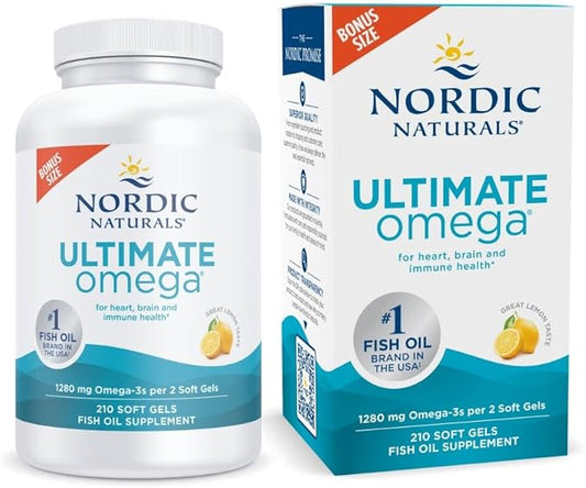 Nordic Naturals Ultimate Omega, Lemon Flavor 210 Soft 1280 mg Omega-3 - Omega-3 Fish 105 Servings