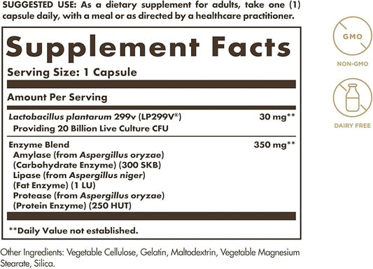 Solgar Probi Plus Enzyme Complex, 30 Capsules 20 Billion 30 Servings