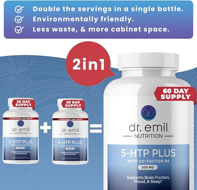 DR. EMIL NUTRITION 200 MG 5-HTP 5HTP Supplement B6-120 Vegan 60 Servings