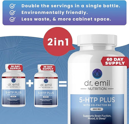 DR. EMIL NUTRITION 200 MG 5-HTP 5HTP Supplement B6-120 Vegan 60 Servings