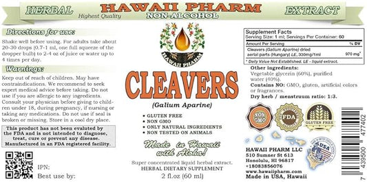 Hawaii Pharm Cleavers Alcohol-Free Liquid Extract, 2 oz