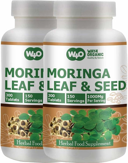 Moringa Oleifera Leaf and Seed Powder (80:20) Ratio 300 Pills(Tablets), 150 Servings, 1000 mg. 2.