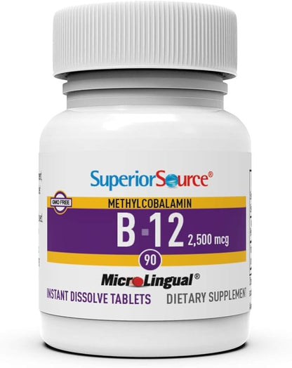 Superior Source No Shot Vitamin B12 2500 mcg, 90 Count, B12, Supports