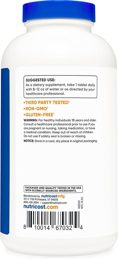 Nutricost L-Arginine 1000mg, Amino Acid Tablets (300 Tablets)
