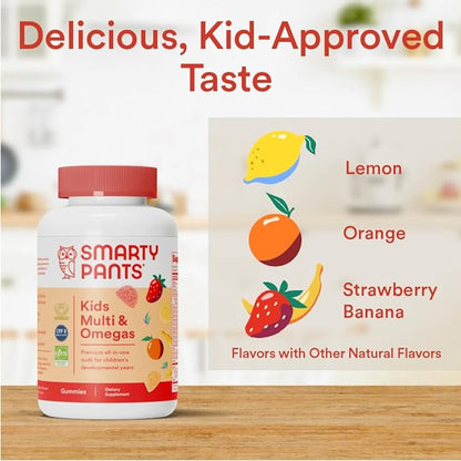 SmartyPants Kids Multivitamin Gummies: Omega 3 D3, C, B12, B6, B6, Vitamin 120 Count (30 Day