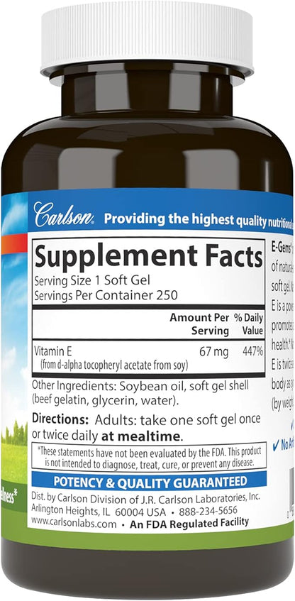 Carlson - E-Gems, 100 IU, Heart 250 soft