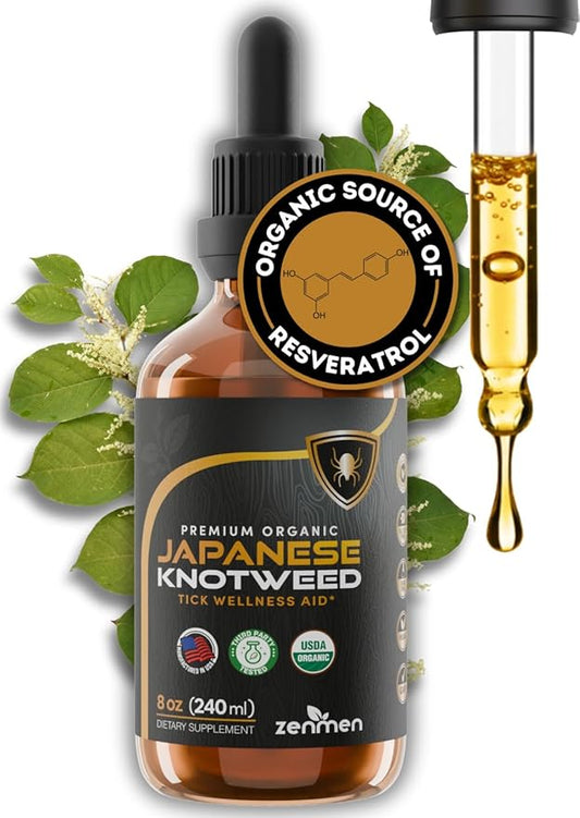 Japanese Knotweed Premium USDA Organic 3rd Party Tested Tincture 240ml/8oz - High Amounts of Resveratrol - Tick Wellness Aid and Immune Support Supplement - Made in The USA ASIN