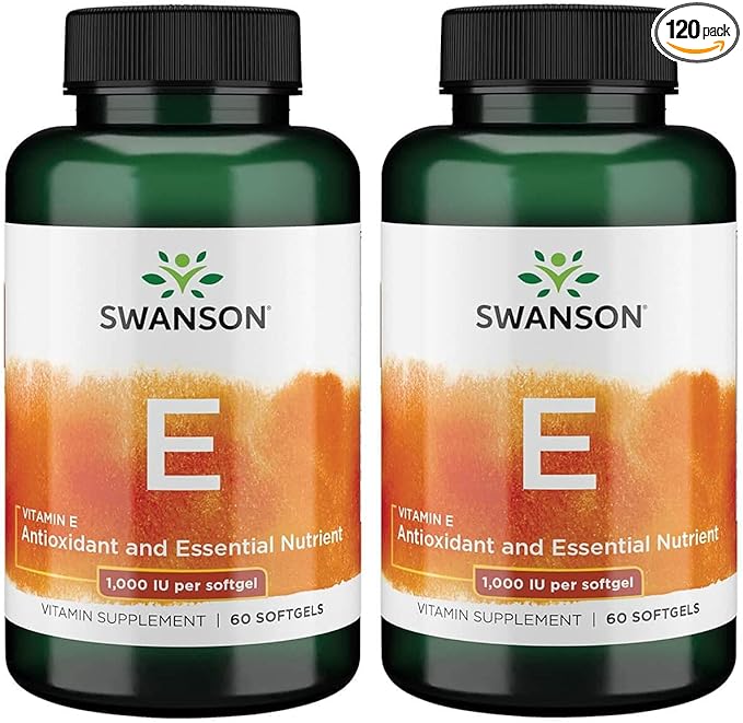 Swanson Vitamin E 1000 Iu 1000 (450 Milligrams) 60 Sgels (2 Pack)
