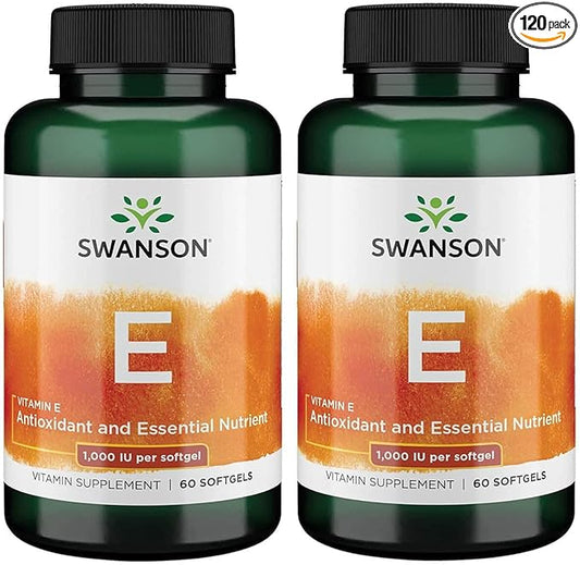 Swanson Vitamin E 1000 Iu 1000 (450 Milligrams) 60 Sgels (2 Pack)