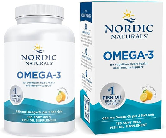 Nordic Naturals Omega-3, Lemon Flavor 180 Soft 690 mg Omega-3 - 90 Servings