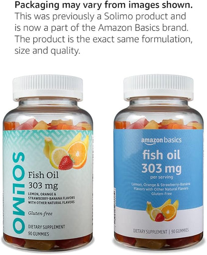 Amazon Basics Fish Oil 303 mg, 90 Gummies (2 per Omega-3 fatty