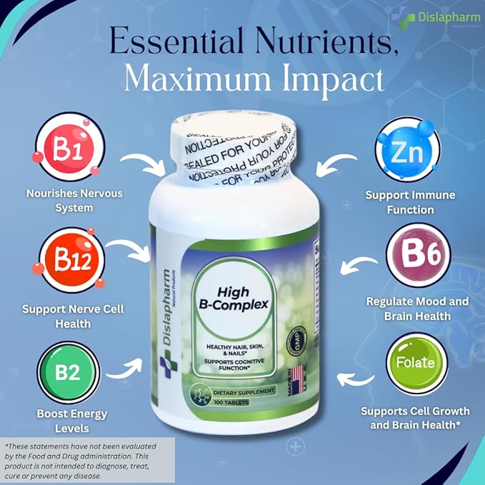 High B Complex Vitamins for Women B2, B6, B6, B12, B12, B1, B1, Vitamin 100 Tablets