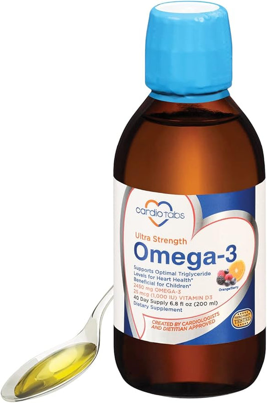 Ultra Strength Liquid Omega-3 + Vitamin D3, Fish 4,500mg Omega-3 Omega-3 Marine 2,130mg DHA 1,000 IU D3-6.8 fl