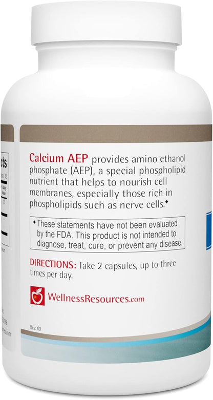 Wellness Resources Calcium AEP - Nerve Support Supplement for Cellular Protection, Longevity, Cell Membrane Health & Myelin Sheath Support - 925mg Ca-2-AEP Per Capsule (90 Capsules)