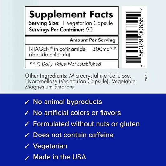 TRU NIAGEN Patented Nicotinamide Riboside NAD+ Supplement 90 Servings/90 Servings/90 Capsules 4)