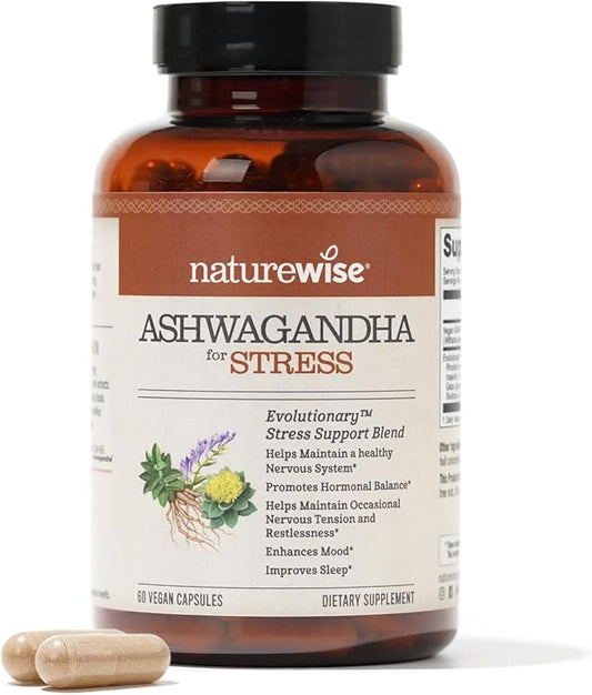 NatureWise Ashwagandha for Stress KSM-66 Ashwagandha 60 Capsules[1-Month Capsules[1-Month Supply]