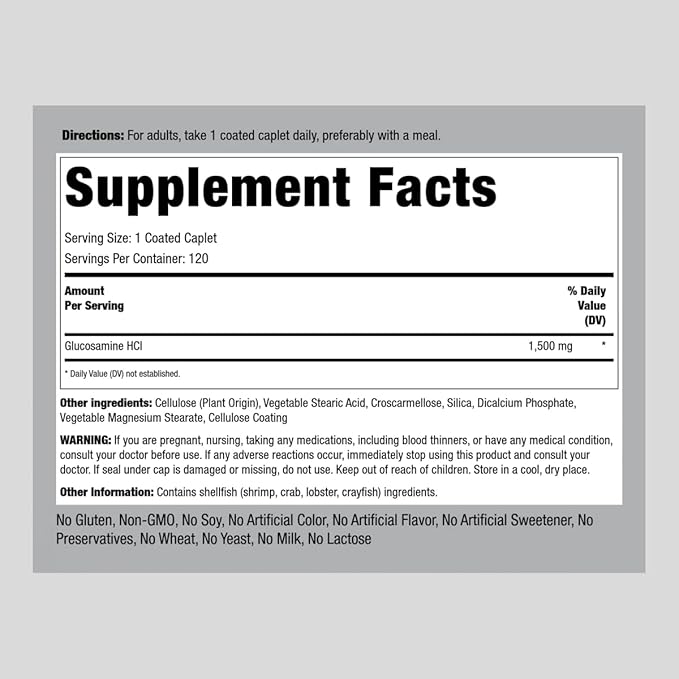 Piping Rock Glucosamine HCL 1500mg | 120 Caplets