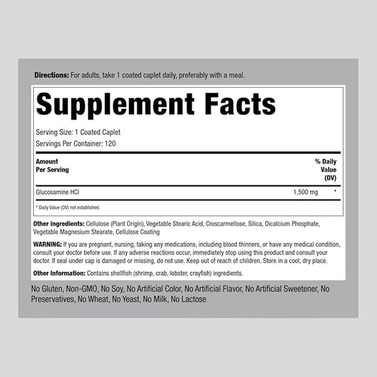 Piping Rock Glucosamine HCL 1500mg | 120 Caplets