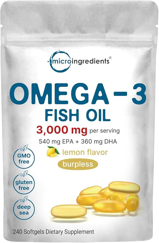 Omega 3 Fish Oil Supplements 3,000mg 240 Softgels 540mg + 360mg |