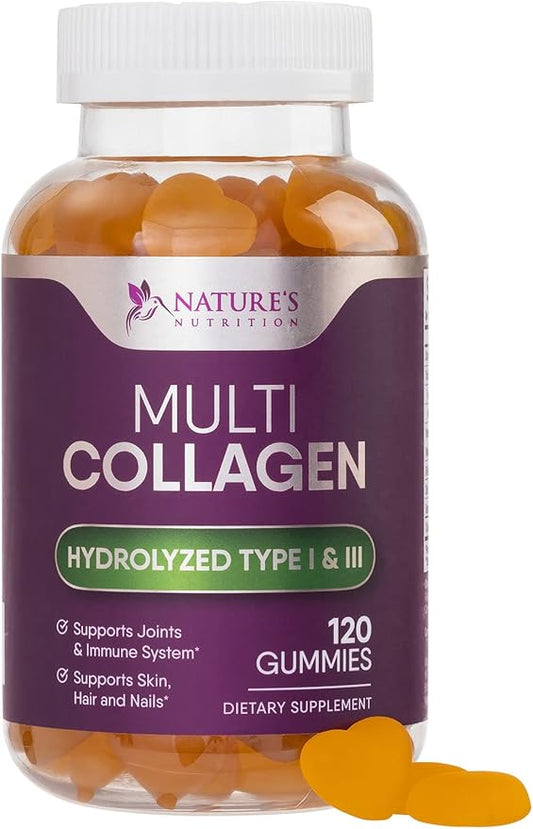 Collagen Gummies with 2500mcg Biotin, Vitamin 1 & 3 Collagen 120 Count