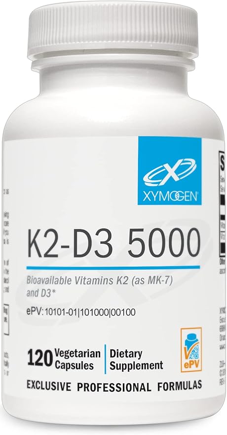 XYMOGEN K2-D3 5000 D3 K2 K2 - 5000 IU K2 MK-7 MK-7 - (120 Capsules)