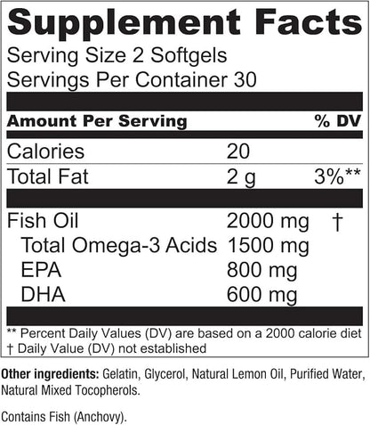 Essential Elements Omega-3 Fish Oil Supplement Omega-3 Fish 120 Softgels (2-Pack)