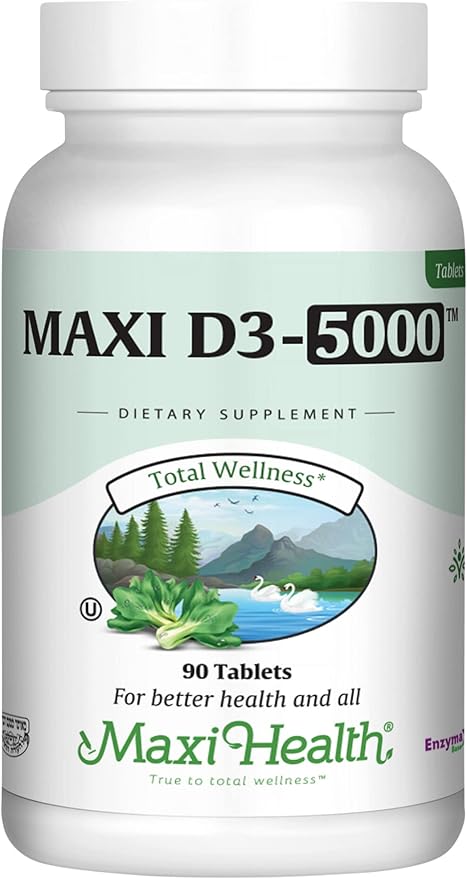Maxi Health Vitamin D3 5000 IU (125 mcg) 5000 IU D3 (90 (90 Tablets)
