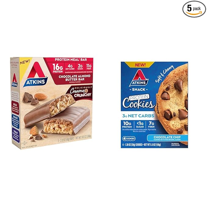 Atkins Chocolate Almond Butter Protein Bar 5 Count 4 Count