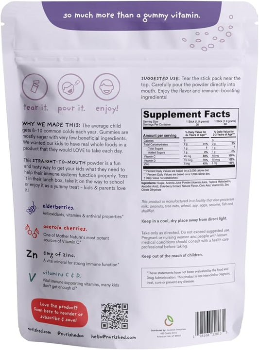 Kids Immune Booster with Elderberry, Acerola 30 Servings 2 flavors