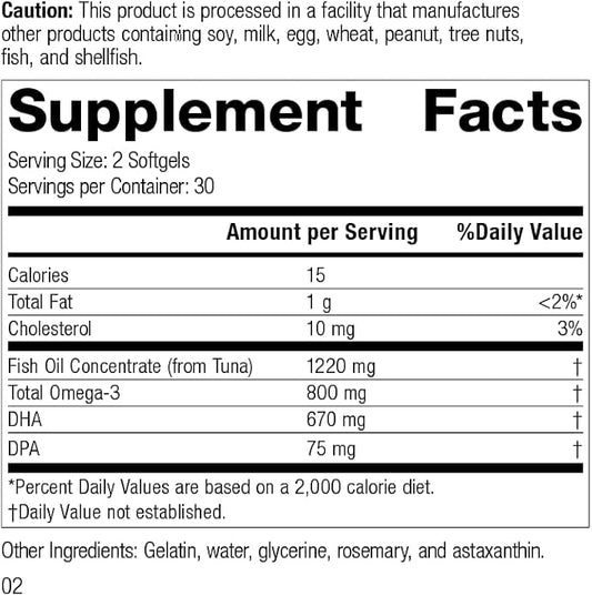 Standard Process Olprima DHA 3 Tuna 60 Softgels