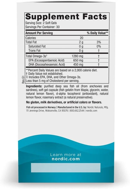 Nordic Naturals Ultimate Omega in Fish 60 Soft 1280 mg Omega-3 - 30 Servings