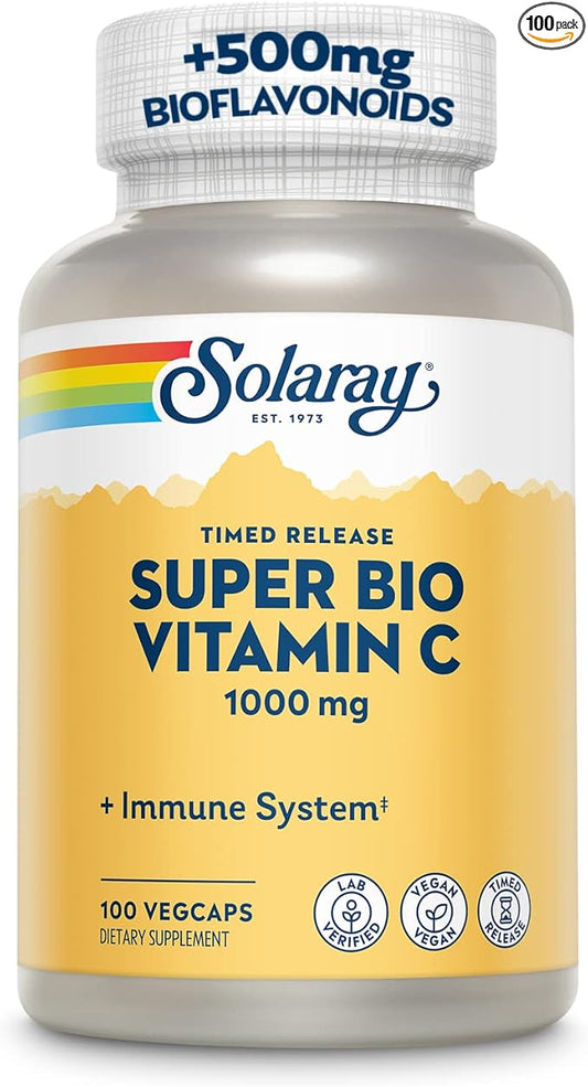 SOLARAY Super Bio Vitamin C 1000mg, 60 Day 50 Servings, 100 VegCaps