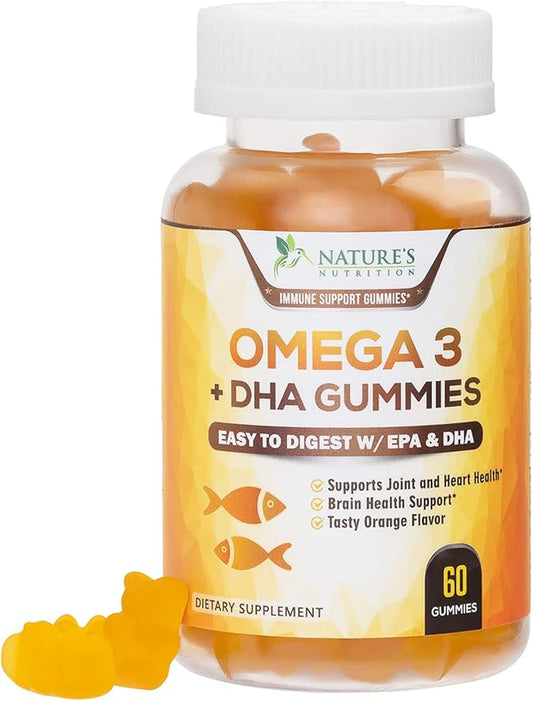 Omega 3 Fish Oil Gummies, Heart 3 Gummy 3 Fish 60 Gummies