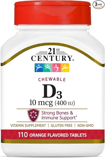 21st Century D3 400 IU Orange 110 Count 3)