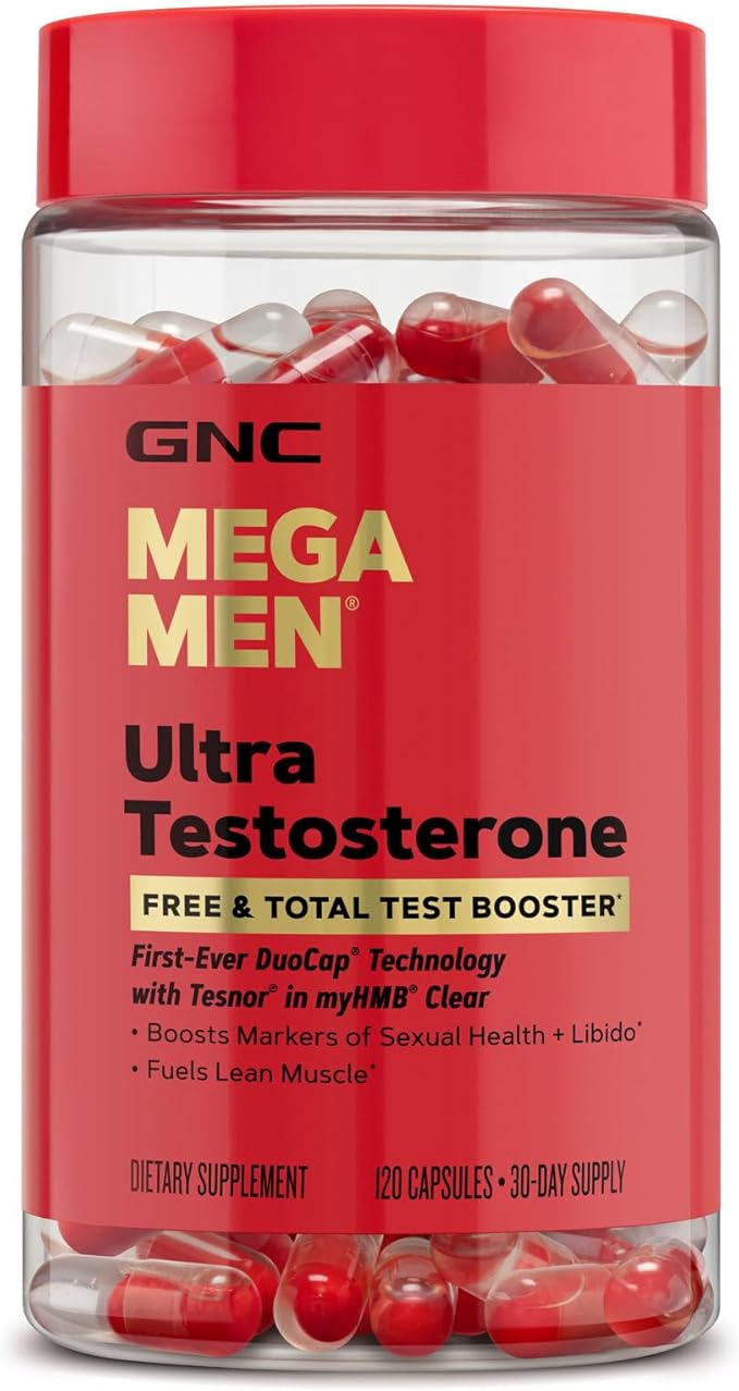 GNC Mega Men Ultra Testosterone | Free & Total Test Booster | 120 Count