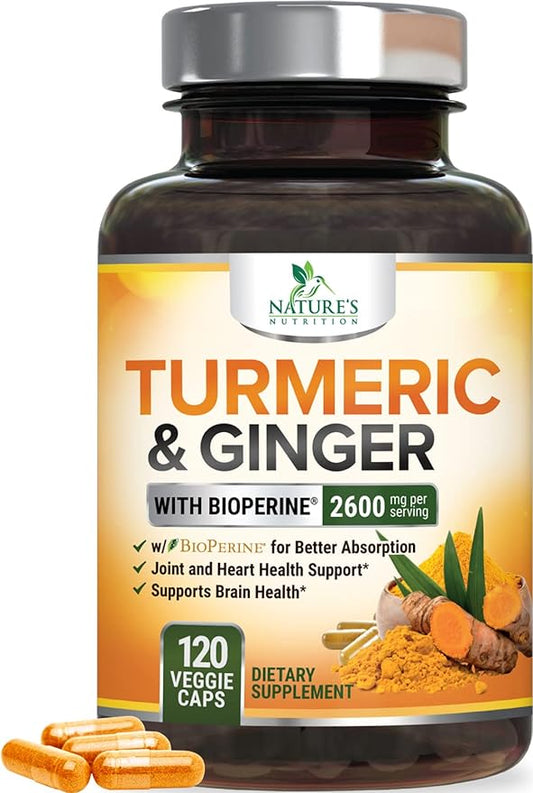 Turmeric Curcumin with BioPerine Black Pepper 95% Standardized 2600mg for 120 Capsules