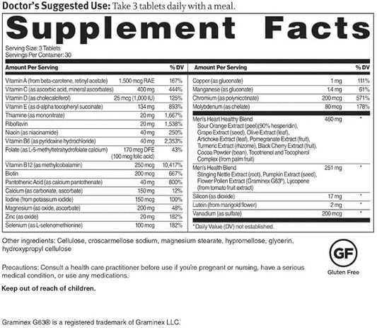 Dr. Sinatra Heart Healthy Multivitamin 1000 IU, B12, C, 90 Tablets (30-Day Supply)