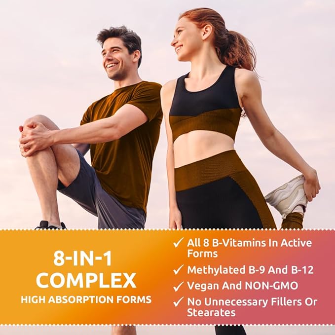 Vitamin B-Complex - All B Vitamins B12, B6, B6, B9 B9 Folic 90 Vegan
