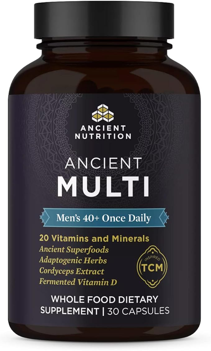 Multivitamin for Men by Ancient Nutrition, 40+ Once 30 Ct, K2, Supports