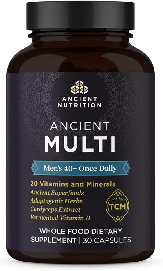Multivitamin for Men by Ancient Nutrition, 40+ Once 30 Ct, K2, Supports
