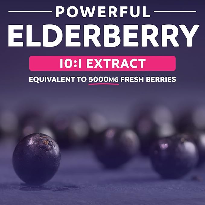 Organic Elderberry Capsules 10:1 Extract 5,000mg of 30 Caps