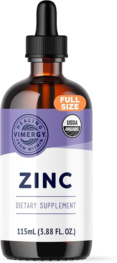 Vimergy Liquid Zinc – Fast-Absorbing Immune Support* – Promotes Healthy Bones & Skin – USDA Certified Organic, Vegan, Non-GMO – 57 Servings (115 mL)