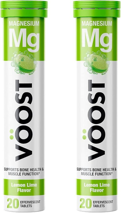 VOOST, Magnesium, Supports Bone Health and Muscle Health, Effervescent Vitamin Drink Tablet, No Sugar + Low Calorie Vitamin Supplement Blend, Lemon Lime Flavor, 40 Count
