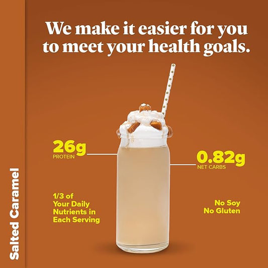 Keto Chow Salted Caramel | Keto Meal Replacement Shake | Nutritionally Complete | Low Carb | Delicious Easy Meal Substitute | You Choose The Fat | 21 Meal Bulk Pack