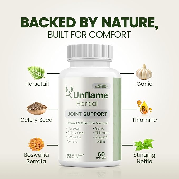 Herbal Supplement – Botanical Support for Joints, Back, and Muscles – 60 Capsules – Natural Herbal Blend – Dietary Supplement