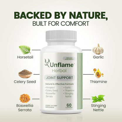 Herbal Supplement – Botanical Support for Joints, Back, and Muscles – 60 Capsules – Natural Herbal Blend – Dietary Supplement