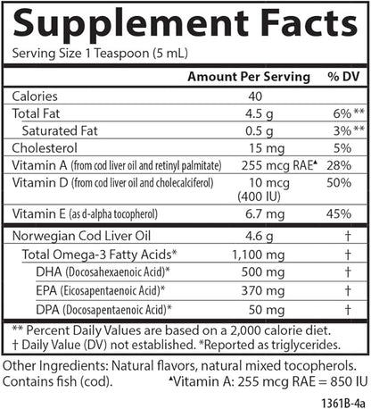 Carlson - Cod Liver Oil, Omega-3s 250 ml